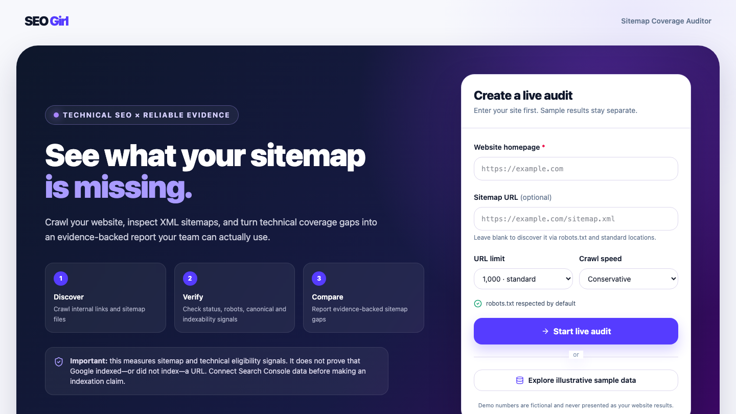 Sitemap Auditor interface preview